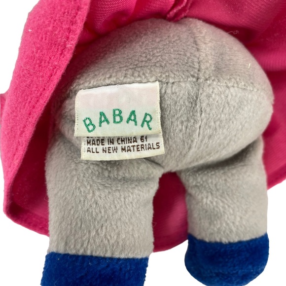 Vintage Gund Queen Celeste Babar Elephant Plush 1991 Cartoon Pink Dress Small 8” - Picture 7 of 12